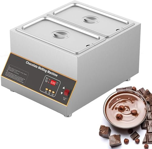 YLANMEI Chocolate Melter Warmer for Melting Chocolate Chips in Hotels, Restaurants, Shopping Malls, Bakeries, Cafes, Chocolate Shops,2tank