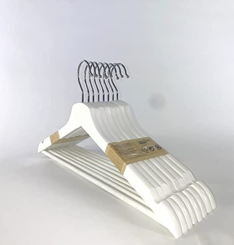BDSHGRDH weiße holzbügel， Clothes Hanger, Pack of 8 - BUMERANG White Powder Coated Wood Hanger