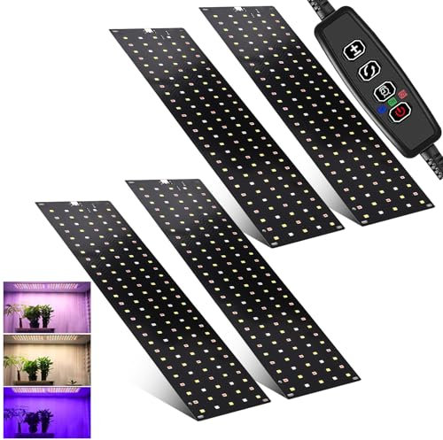 SciFiVisi Lot de 4 lampes LED à spectre complet - 540 LED - Avec 3 modes d'éclairage - Pour plantes d'intérieur - Avec minuterie - 10 types de luminosité