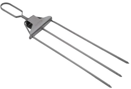 SANTOS Edelstahl Schaschlikspieß mit Schieber 38x9,4x2,4cm – sicheres sauberes Grillen für Fleisch Fisch Gemüse – Spülmaschinenfest & langlebig
