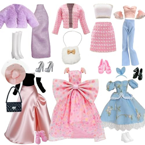 20 Pezzi Vestiti Bambola E Accessori Moda, Includere Abito Da Festa, Gonne, Tailleur, Pantaloni, Cappelli, Scarpe, Borse, Abbigliamento, Accessori Per 30 CM/11.5 Pollici Bambola, Regalo Di Compleanno