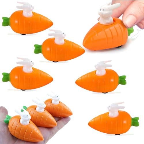 Norhogo Lot de 6 lapins de Pâques à remonter dans les carottes, voitures, lapins de Pâques, jouets à remonter pour enfants, cadeaux de Pâques, avec carotte, pour Pâques, cadeau d'anniversaire