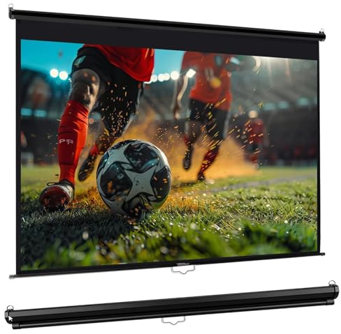 INMOZATA Pull Down Projector Screen 84 inch Wall & Ceiling Projector Screen with 4:3 Ratio Matte White Screen for Home Cinema Theater School Office Presentation Outdoor Indoor(Size:165x124cm)