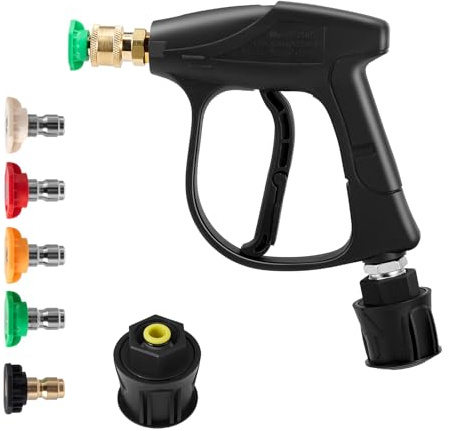 High Pressure Washer Gun 4350PSI, 5 Water Nozzle Tip & Quick Connector for Karcher K2-K7 Pressure Washer, Jet Wash Gun with M22-14 Hose Connector for Car Washing and Patio Cleaning