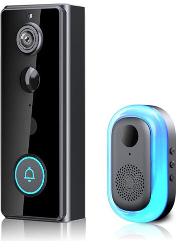 Video Türklingel WLAN mit Kamera, 2K HD Kabellose Doorbell Bewegungsmelder PIR-Bewegungserkennung und Paketdetektion, Nachtsicht, 2-Wege-Audio, SD/Cloud-Speicher
