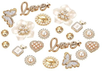 20 pendentifs pour chaussures à talon, amovibles, fleurs en cristal, amour, papillon, cœur, accessoires à faire soi-même, pour femmes et filles, Taille unique, Cristal