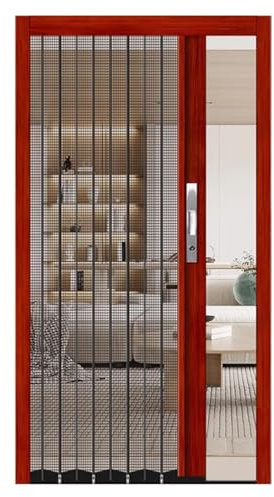 Falttür ohne Bohren mit grauem Netz, Metallverriegelung, Akkordeon-Bildschirm für Schlafzimmer, Kleiderschrank, Schrankeingang