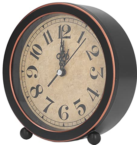 Tomedny Réveil analogique rétro, Petite Horloge de Table silencieuse, sans tic-tac, Fonctionne à Piles, Design Vintage Simple pour Chambre à Coucher, Chevet, Salon, Bureau, 5,3 Pouces