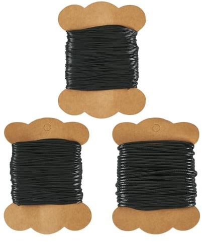 Craftora - Cordini in poliestere cerato, 60 m, 0,8 mm, 1 mm, 2 mm, filo cerato nero, per intrecci con perline, cordino intrecciato per la creazione di braccialetti fai da te, gioielli, lavori con