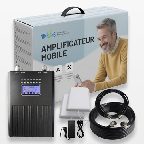 Nikrans Ripetitore Segnale Cellulare 5 Bande (GSM, 3G, 4G LTE) - Fino a 300 m² – Compatibile con Tutti gli Operatori Italiani – CE/RoHS