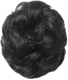 jianjunchaling Clip-in-chignon-hårdel, lockigt syntetiskt hår, movel, rörig hästsvans, hårförlängningar, hårgummi, hårstycken för kvinnor hår ponytail för kvinnor flickor (naturlig svart)