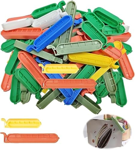 50 Stück Verschlussclips, 6/8/10cm Lang Kunststoff Bag Clips Verschlussclipse Tütenclips Verschlussklammern Verschluss Clips Dichtungsclip Wiederverwendbar für Verpackung Süßigkeiten Chipstüte Snacks