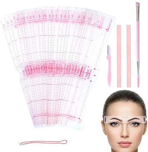 29 Stück Augenbrauen Schablonen Set Für Anfänger, 24 Augenbrauenschablonen Damen Mit Festes Seil, Augenbrauenrasier, Pinsel, 2 Augenbrauenstift, Für Präzise Konturen Und Symmetrie
