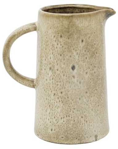 Brown Reactive Glazed Ceramic Jug, 17cm Handmade Stoneware Vase with Handle for Dried Artificial flowers, Decorative Glazed Pitcher