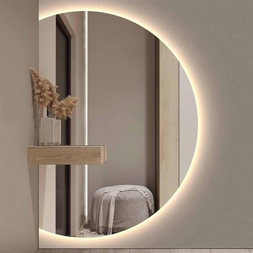 Specchio da bagno retroilluminato a mezzaluna, specchio da bagno senza cornice con illuminazione intelligente da 39, 47, 3 colori dimmerabili con antiappannamento, interruttore touch infrangibile (