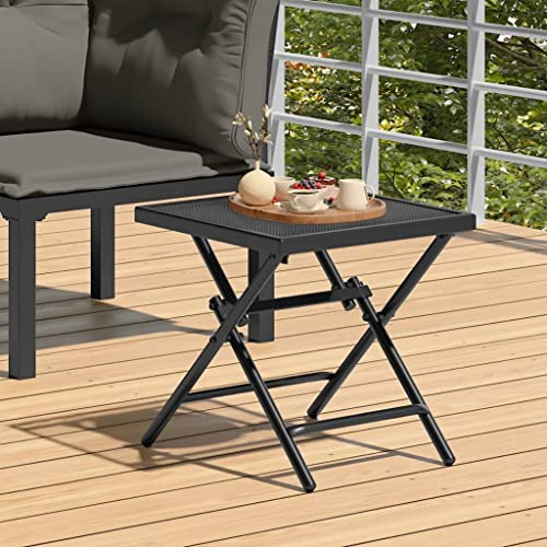 Pindolar Gartentisch Klappbar Anthrazit aus Stahl mit Pulverbeschichtung 38x38x38 cm Stabiler Balkontisch platzsparend für Terrasse Outdoor Loungetisch wetterfest