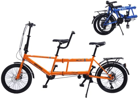 Vélo tandem pliable, vélo de ville à 7 vitesses pour les couples et les familles, cadre en acier résistant titulaire de 440 Lb, conception compacte pour un stockage et un voyage faciles, finition oran