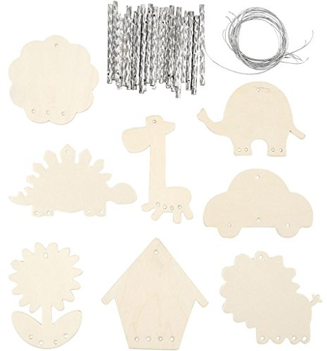 Formas de madera, medidas 9-14 cm, grosor 2 mm, madera contrachapada, 24ud