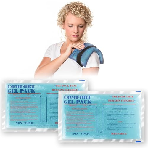 Flexible Reusable Gel Packs for Neck, Wrist, Arm, Back and Shoulder Pain Relief - Versatile Hot or Cold Gel Packs for Injuries, Sore Muscles or Toothache Pain Relief, Blue, 6 x 10, 2 Pack