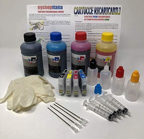 Nachfüllbare Druckerpatronen für Epson 29er Series / 29XL selbstheilend + 1LITRO Hochwertige Tinte für Expression Home XP - 332