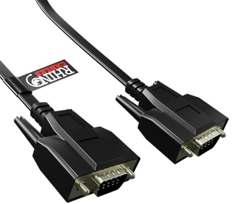 rhinocables Flat SVGA/VGA Cable (2m, Black) | Ultra Thin Design, High Resolution 1080p Video, Easy Installation, Versatile Compatibility, Black