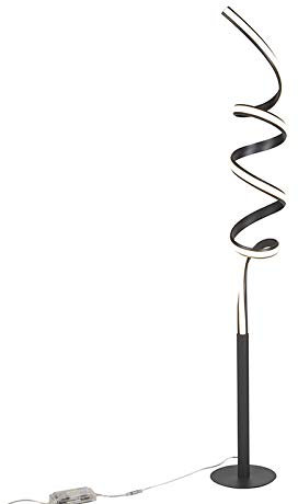 Qazqa - Design Stehleuchte I Stehlampe I Standleuchte I Lampe I Leuchte schwarz inkl. LED und Dimmer - Twisted Dimmer I Dimmbar I Wohnzimmer I Schlafzimmer - Aluminium Länglich I Organisch - I (nicht