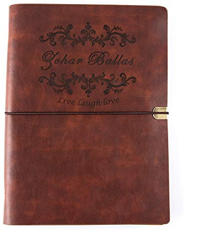 Fanery Sue Personalisiertes Kunstleder-Tagebuch, Monogramm, breit, liniert, weicher Einband, nachfüllbar, lose Blätter, 6-Ringbinder, gebändert, individuelles persönliches Tagebuch (A5)