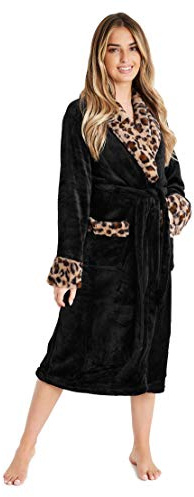 CityComfort Vestaglia Donna Invernale in Morbidissimo Pile (Nero, M)