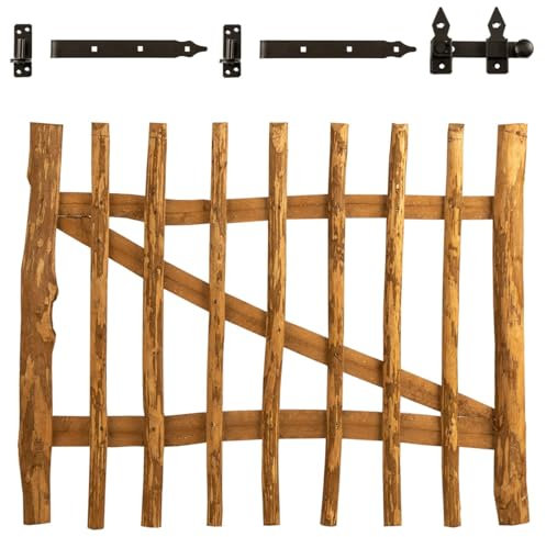 BooGardi Cancello da giardino in nocciolo impregnato a immersione 14 misure per recinzione per staccionata accessori inclusi altezza 60x100cm larghezza Spaziatura listelli 3-5cm