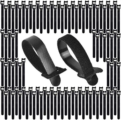 Klett Kabelbinder Wiederverschließbar, Kabel Klettband Cable Ties 100 St. 15 cm x 12 mm (Gesamtlänge 15 Meter) Schwarz | Kabelmanagement Schreibtisch