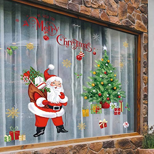 decalmile Wandsticker Weihnachtsbaum Wandtattoo Weihnachtsmann Zuhause | Abziehbare und Aufklebbare Wandaufkleber, DIY Abnehmbare Wandkunst Abziehbilder, Wandfreundlich, Leuchtenden Farben