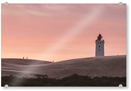 artboxONE Acrylglasbild 90x60 cm Reise/Strand und Meer Lighthouse in Dunes at Sunset - Bild Lighthouse düne Himmel