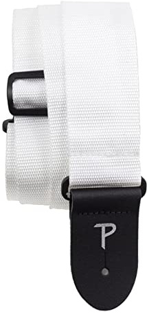 Perri's Leathers - Guitar Strap- Nylon - Leather Ends- White - Adjustable- For Electric/Acoustic/Bass Guitars (NWS20-957)
