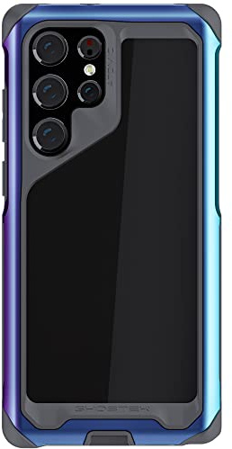Ghostek ATOMIC slim S22 Ultra Phone Case with Clear Back, Iridescent Aluminum Bumper and S-Pen Stylus Cutout Shockproof Phone Cover Designed for 2022 Samsung Galaxy S22 Ultra 5G (6.8 Inch) (Prismatic)