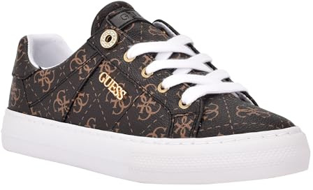 GUESS Women's Loven Sneaker, Brown Multi 908, 6.5 UK