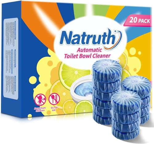 NATRUTH 20PCS Automatic Toilet Bowl Cleaner,Toilet Cistern Blocks,Long-Lasting Bathroom Cleaner Tablets,Powerful Rim & Bowl Cleaning,Lemon Scent