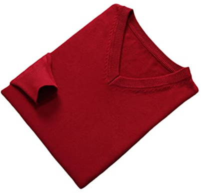 Vogrtcc Kashmirtröja Ulltröja Kläder Herr Pullover Höst Vinter V-ringad Mjuk Varm Jumper Stickade Tröjor, Vinrött, XL