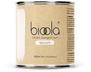 BIOOLA® colour - 100% natürlich-biologische Lasur für Kinderspielzeug sowie Holz und Möbel im Wohn- & Schlafbereich - vegan & plastikfrei - Naturweiß, 100 ml