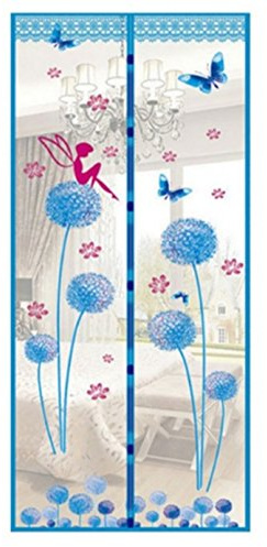 Magnetic Fly Screens Automatically Mosquito Mesh Curtain for Doors Keep Insects Out Mosquito Door Screen Without Drilling (Blue Dandelion)