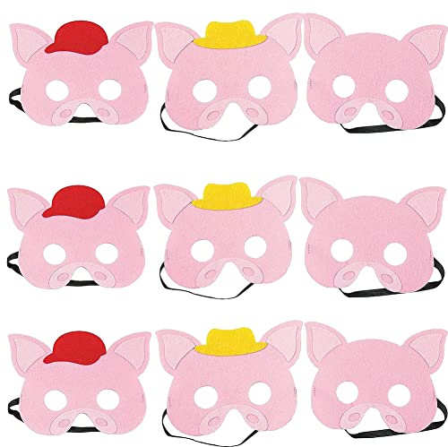 JAHEMU Tiermasken Filz Masken Kindermasken Pig Party Masken Halloween Maske Weihnachten Geschenke Verkleiden Karneval Partyzubehör für Kinder