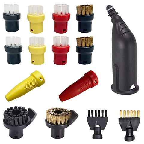AVAENZO Lot de 15 Accessoires pour Nettoyeur Vapeur Karcher Easyfix SC1 SC2 SC3 SC4 SC5 Kit de Brosses Rondes Buse Embouchure Pièces de rechange