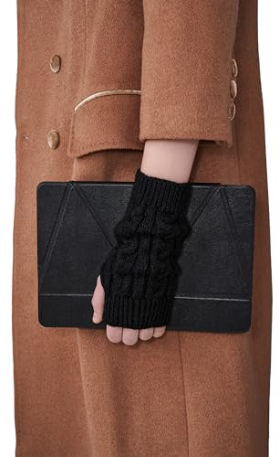 MERSADA Handschuhe ohne Finger Handstulpen Fäustlinge Damen fingerlose Handschuhe mit Spitze (schwarz)