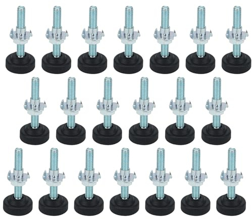 JIEHIN 20 Stück Verstellbare Möbelfüße, Verstellschraube M8 x 50 mm Metall Höhenverstellbar Stellfüße Füße für Möbel, Justierschraube Regulierschraube mit Einschlagmuttern und Kontermuttern