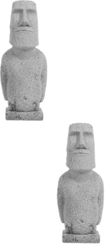 ABOOFAN 2St Moai-Statue Wohnkultur tatsächl schmücken Dekorationen Aquarium-Ornament Aquarium-Landschaftsdekoration chinesischer Stil Figur Steinschnitzerei Ornamente Requisiten Sandstein