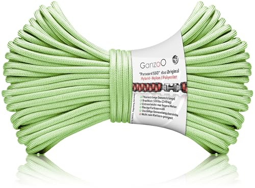 Ganzoo Paracord 550 Seil / 4mm / Nylon/Polyester Typ Shimmer/Armband Hunde-Leine/Hunde-Halsband / 250Kg. Bruchlast/Outdoor Rope/Camping Schnur/Allzweckseil / 30 Meter