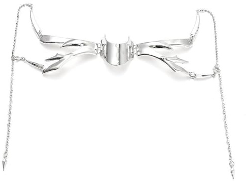 Niaspi Demi-masque mécanique punk pour homme et femme - Unisexe - Argenté - Style Steampunk Y2k - Pour bal masqué - Géométrique irrégulier - Voile - Chaîne - Costume d'Halloween - Bijoux de cosplay
