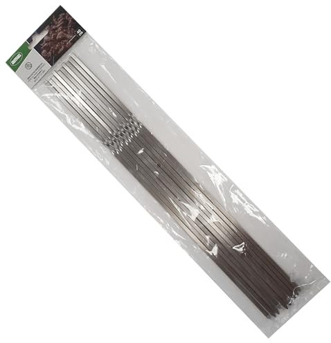 Amig - 10 pinchos metálicos para barbacoa Fireplus - Brochetas de acero inoxidable - Palos de Metal Reutilizables - Medida: 40 cm