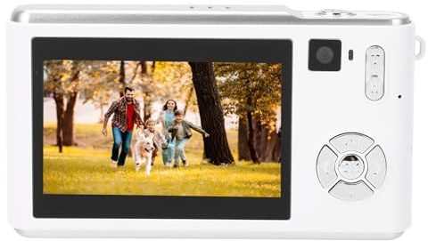 1080P-Digitalkamera, Autofokus 36MP Vlogging-Kamera für Fotografie, Kompaktkamera mit 18-fachem Digitalzoom, Anti-Shake, Makrofotografie, 1000-mAh-Akku (White)