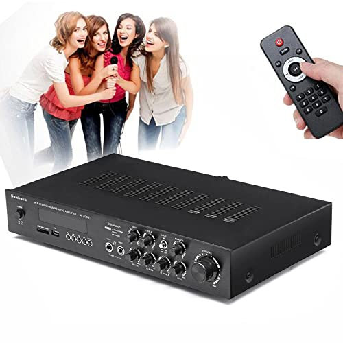 Amplificatore HiFi a 5 canali, 600 W, con Bluetooth, telecomando, radio FM, interfaccia USB per home theater, karaoke, bar