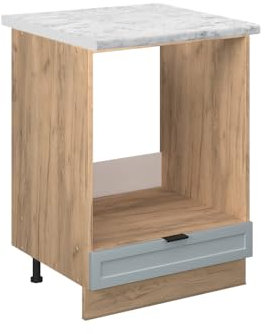 Vicco Herdumbauschrank Fame-Line, Herdschrank, Hellblau-grau, 60 cm, AP Marmor